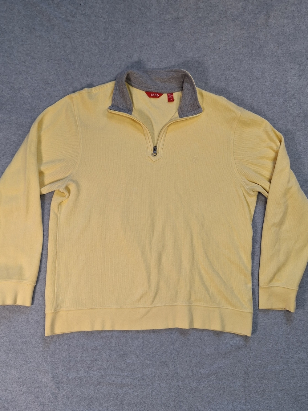Izod Men’s Pale Yellow Ribbed Quarter-Zip Sweater Size L Y2k Inspired Dadcore